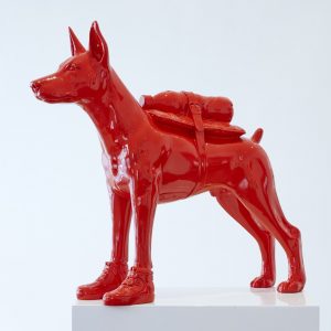 Cloned doberman with petbottle - Red
